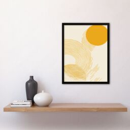 Artery8 Wall Art Print Modern Zen Abstract Yellow Boho Calm Design Art Framed Poster in Black - Size: A4 - thumbnail 4