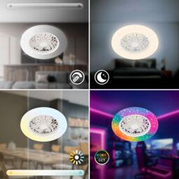 BRILONER Star Cover RGBIC CCT LED Ceiling Light With Fan in White - thumbnail 3