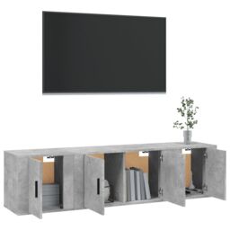 Berkfield Home 3 Piece TV Cabinet Set Concrete Grey Engineered Wood - thumbnail 3