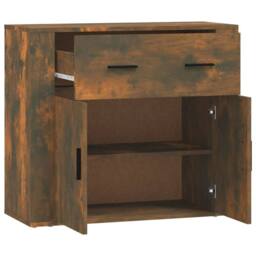 Berkfield Home Sideboard Smoked Oak 80x33x70 cm Engineered Wood in Brown - Size: 80 x 33 x 70 cm - thumbnail 4