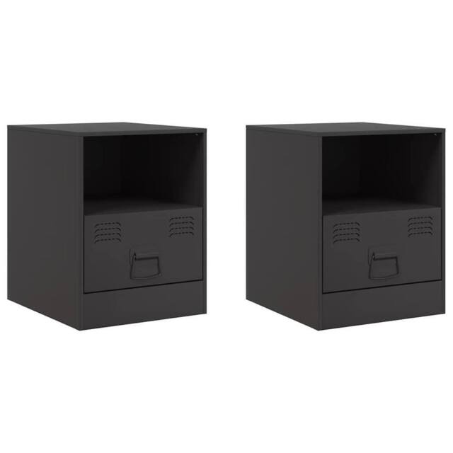 Berkfield Home Bedside Cabinets 2pcs Black 34.5x39x44 cm Steel - image 1