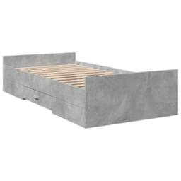 Berkfield Home Bed Frame Frame w/Drawers 135x190 cm Double Solid Wood Pine in Grey - Size: Small Single - thumbnail 6