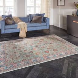 THE RUGS Keshan Maschad Rug & Runner Oriental Style Polyester 5mm Pile Rug in Green - Size: 160 cm x 270 cm - thumbnail 5