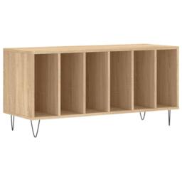 Berkfield Home Record Cabinet Sonoma Oak 100x38x48 cm Engineered Wood in Tan - Size: 100 x 38 x 48 cm - thumbnail 3