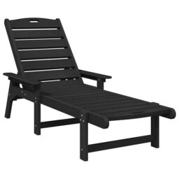 Berkfield Home Sun Loungers 2 pcs Black 162x53x98, 5 cm HDPE - thumbnail 2