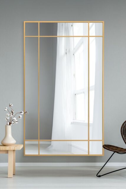 "MirrorOutlet Gold Contemporary Wall & Leaner Mirror 79"" X 47"" (200 x 120CM) - Size: 1 Pack" - image 1