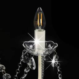 Berkfield Home Beautiful Chandelier with Beads White 8 x E14 Bulbs - thumbnail 6