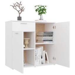 Berkfield Home Sideboard White 80x36x75 cm Engineered Wood - Size: 80 x 36 x 75 cm - thumbnail 4
