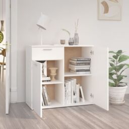 Berkfield Home Sideboard White 80x36x75 cm Engineered Wood - Size: 80 x 36 x 75 cm - thumbnail 3