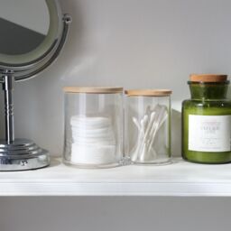 Harbour Housewares Reusable Plastic Twin Bathroom Canisters with Bamboo Lid - Pack of 4 in Clear - thumbnail 6