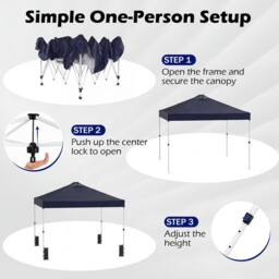 Costway 300 x 300 cm Pop up Canopy Tent 1 Person Easy Setup Gazebo Shelter in Blue - thumbnail 4