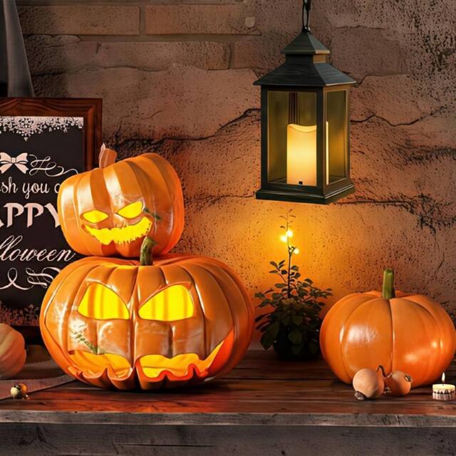 Bright Zeal 2*Distressed Gold Vintage 36cm Lanterns-LED Flicker Candles & Timer in Black - image 1