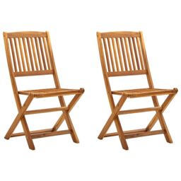 Berkfield Home Folding Outdoor Chairs 2 pcs Solid Acacia Wood in Brown - thumbnail 1