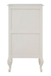 Orsina Antique Style 5 Drawer White Chest, Weathered White Bedroom Storage Cabinet, Carved Bayur Wood Chest - thumbnail 2