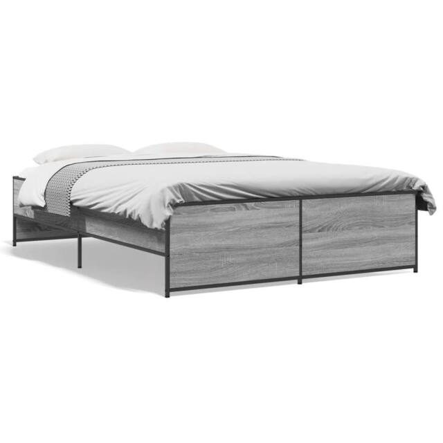Berkfield Home Bed Frame without Mattress Grey Sonoma 135x190 cm Double - image 1