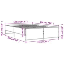 Berkfield Home Bed Frame without Mattress Grey Sonoma 135x190 cm Double - thumbnail 9