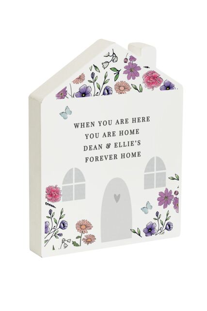 Personalised Memento Company Women's Personalised Wild Flowers Wooden House Ornament in White - image 1