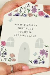 Personalised Memento Company Women's Personalised Wild Flowers Wooden House Ornament in White - thumbnail 3