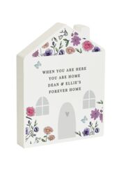 Personalised Memento Company Women's Personalised Wild Flowers Wooden House Ornament in White - thumbnail 1