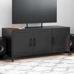 Berkfield Home TV Cabinet Black 100.5x39x43.5 cm Steel - thumbnail 1