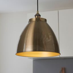 Netlighting Franklin 33cm Pendant Ceiling Lamp Antique Brass Plate in Yellow - thumbnail 2