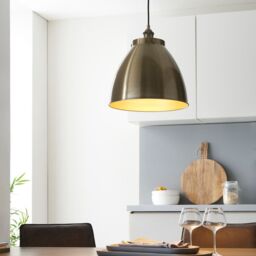 Netlighting Franklin 33cm Pendant Ceiling Lamp Antique Brass Plate in Yellow - thumbnail 3