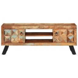 Berkfield Home TV Cabinet 112x30x45 cm Solid Wood Reclaimed - Size: 112 x 30 x 45 cm - thumbnail 4