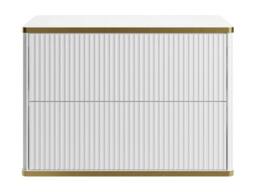 Vente-unique Fluted Wall-Hung Vanity Unit With Gold Trim - White - W80 Cm - KELIZA - thumbnail 2