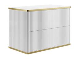 Vente-unique Fluted Wall-Hung Vanity Unit With Gold Trim - White - W80 Cm - KELIZA - thumbnail 5