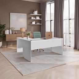 FWStyle White L Shaped Reversible Home Office Corner Desk - thumbnail 1