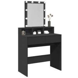 Berkfield Home Dressing Table with LED Black 80x41x144.5 cm - thumbnail 4