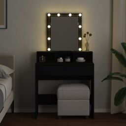 Berkfield Home Dressing Table with LED Black 80x41x144.5 cm - thumbnail 3
