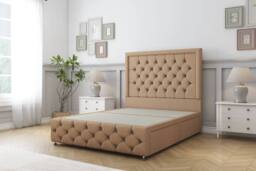 "Sloomy Vienna Dumfries Divan Base No Drawers - 26"" Headboard & 12"" Footboard in Light Brown - Size: Small Double" - thumbnail 1
