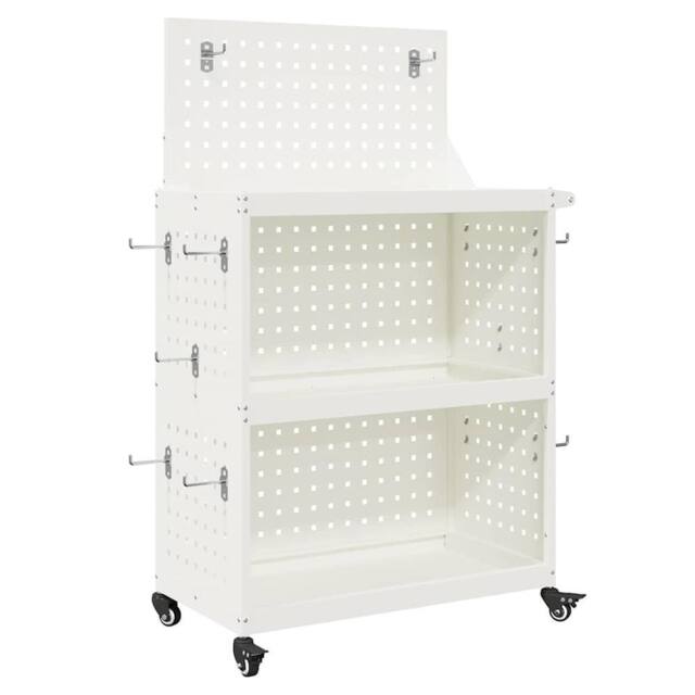 Berkfield Home Tool Trolley with Shelf with Wheel with Storage Manual White 65 x - image 1
