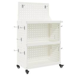 Berkfield Home Tool Trolley with Shelf with Wheel with Storage Manual White 65 x - thumbnail 1