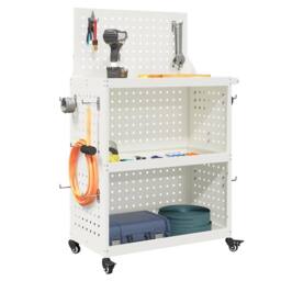Berkfield Home Tool Trolley with Shelf with Wheel with Storage Manual White 65 x - thumbnail 3