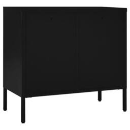 Berkfield Home Sideboard Black 75x35x70 cm Steel & Tempered Glass - Size: 75 x 35 x 70 cm - thumbnail 5