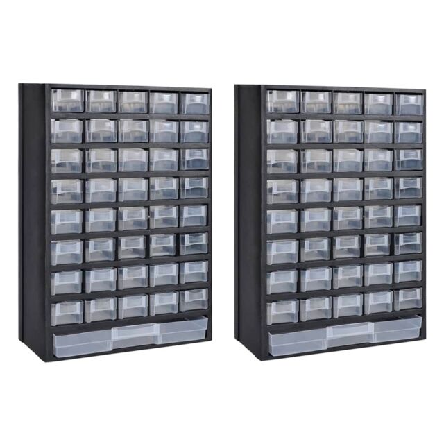 Berkfield Home 41-Drawer Storage Cabinet Tool Box 2 pcs Plastic in Black - image 1