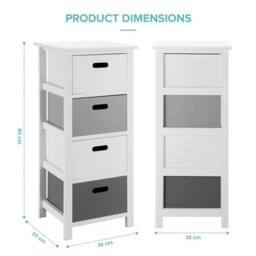 LIVIVO Nina 4 Drawer Storage Unit White Grey Bathroom Storage Cabinet Drawer Unit for Bedroom or Bathroom Use - thumbnail 5