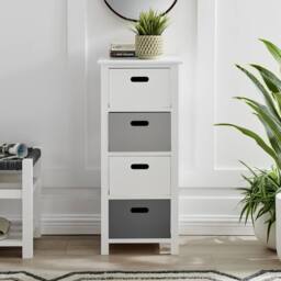 LIVIVO Nina 4 Drawer Storage Unit White Grey Bathroom Storage Cabinet Drawer Unit for Bedroom or Bathroom Use - thumbnail 2
