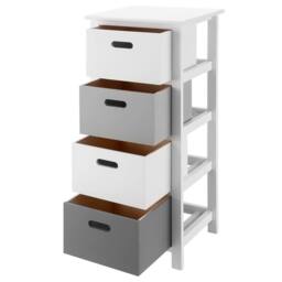 LIVIVO Nina 4 Drawer Storage Unit White Grey Bathroom Storage Cabinet Drawer Unit for Bedroom or Bathroom Use - thumbnail 1