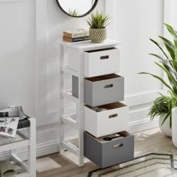 LIVIVO Nina 4 Drawer Storage Unit White Grey Bathroom Storage Cabinet Drawer Unit for Bedroom or Bathroom Use - thumbnail 3