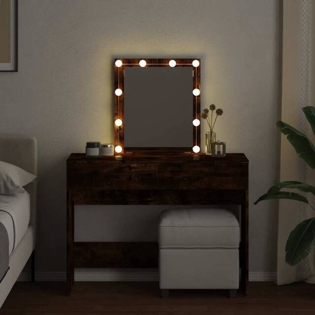Berkfield Home Beautiful Dressing Table with LED Smoked Oak 100x40x130 cm in Brown - Size: 100 x 40 x 130 cm - image 1
