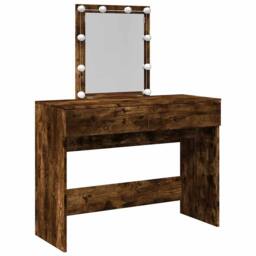 Berkfield Home Beautiful Dressing Table with LED Smoked Oak 100x40x130 cm in Brown - Size: 100 x 40 x 130 cm - thumbnail 3