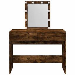 Berkfield Home Beautiful Dressing Table with LED Smoked Oak 100x40x130 cm in Brown - Size: 100 x 40 x 130 cm - thumbnail 5