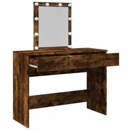 Berkfield Home Beautiful Dressing Table with LED Smoked Oak 100x40x130 cm in Brown - Size: 100 x 40 x 130 cm - thumbnail 9