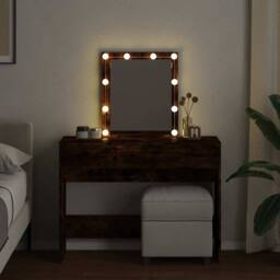 Berkfield Home Beautiful Dressing Table with LED Smoked Oak 100x40x130 cm in Brown - Size: 100 x 40 x 130 cm - thumbnail 1