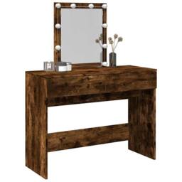 Berkfield Home Beautiful Dressing Table with LED Smoked Oak 100x40x130 cm in Brown - Size: 100 x 40 x 130 cm - thumbnail 4
