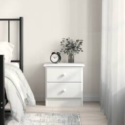 Berkfield Home Beautiful Bedside Cabinet ALTA White 43x35x40.5 cm Solid Wood Pine - thumbnail 2