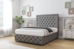 "Comfort Beds Winchester Dumfries Divan Set No Drawers-26"" Headboard-Footboard in Light Grey - Size: Super King" - thumbnail 2